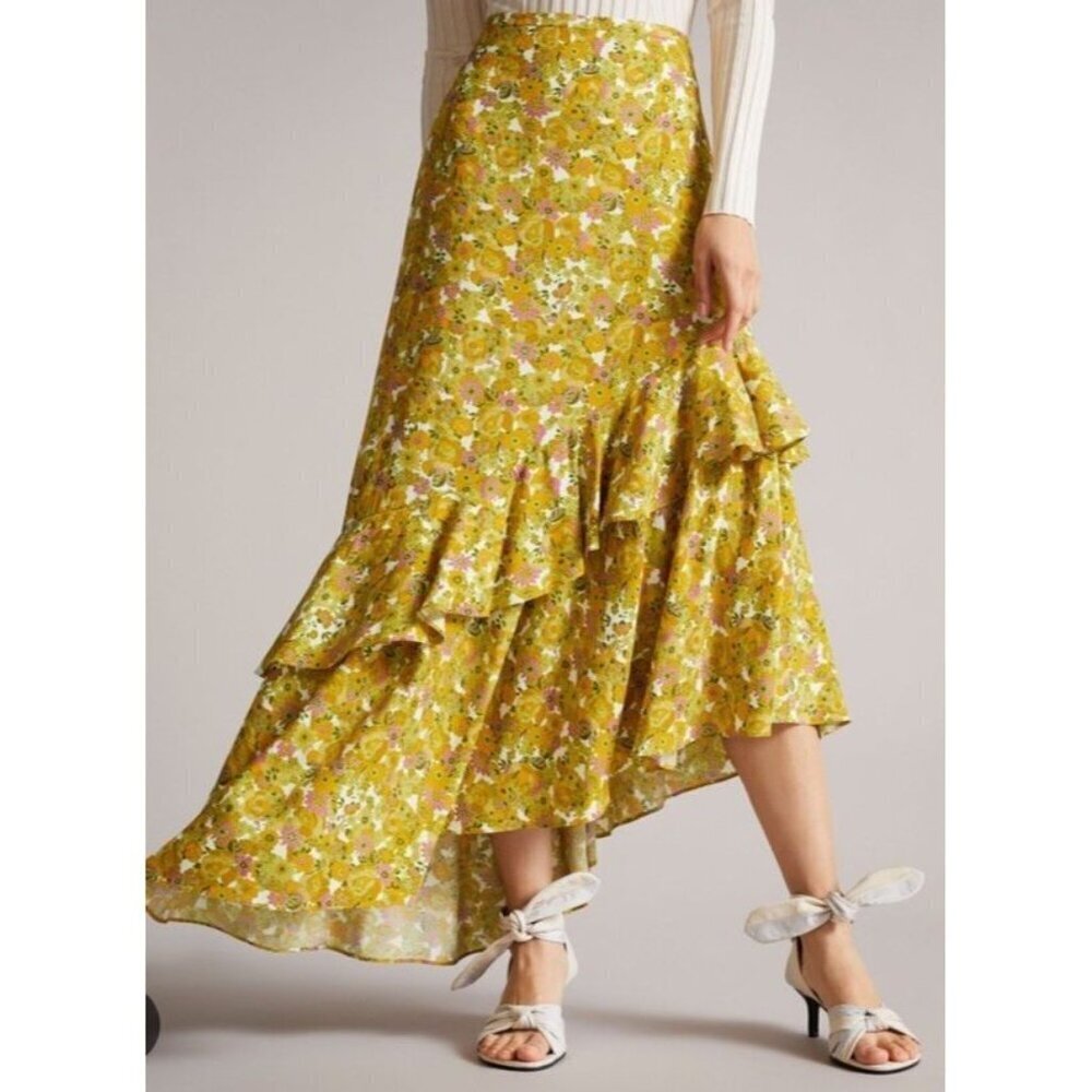 Ted Baker Sz 5 / US 12 Skirt Ariello Pleated Midi Classic Preppy Boho Fairycore